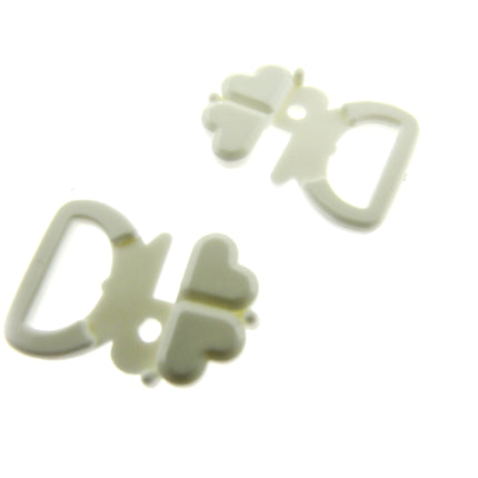 White Bikini Bra Clip Fasteners 10mm Clover Leaf Bikini Clips CB2W - ThreadandTrimmings