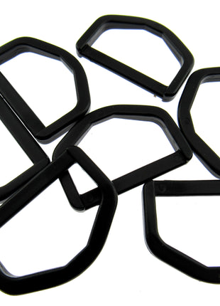 D Rings Black Plastic Delrin D Rings Size 25mm & 38mm Packs of 10 & 100 - ThreadandTrimmings
