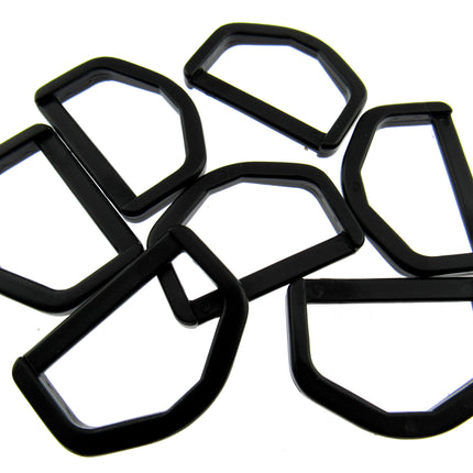 D Rings Black Plastic Delrin D Rings Size 25mm & 38mm Packs of 10 & 100 - ThreadandTrimmings