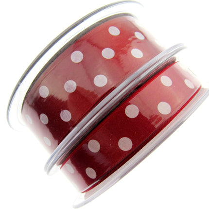 Spotty Satin Polka Dot Ribbon by Berrisford's - 3m Length - 15mm or 25mm - ThreadandTrimmings