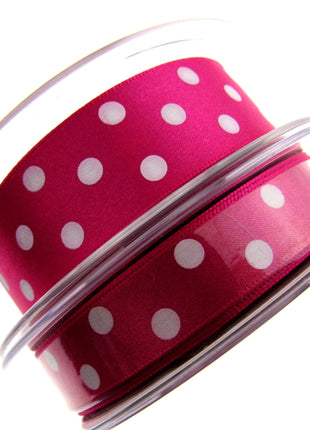 Spotty Satin Polka Dot Ribbon by Berrisford's - 3m Length - 15mm or 25mm - ThreadandTrimmings