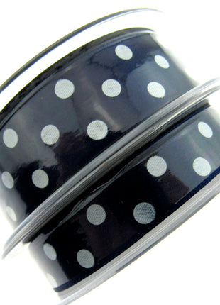 Spotty Satin Polka Dot Ribbon by Berrisford's - 3m Length - 15mm or 25mm - ThreadandTrimmings