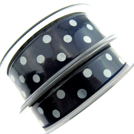 Spotty Satin Polka Dot Ribbon by Berrisford's - 3m Length - 15mm or 25mm - ThreadandTrimmings