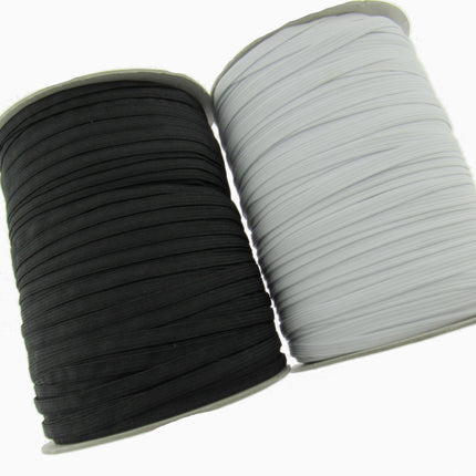 Flat Cord Elastic 3mm to 12mm Black and White 5m 10m 25m