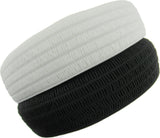 Close up of black and white waspie elastic, on a white background.