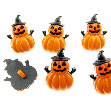 Halloween Buttons Pumpkin Spooky Costumes Craft Novelty Shank Back Pack of 6