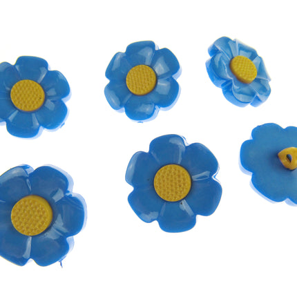 Round Flower Buttons Daisy Poppy Forget Me Not & Sunflower Buttons 18mm/21mm - ThreadandTrimmings