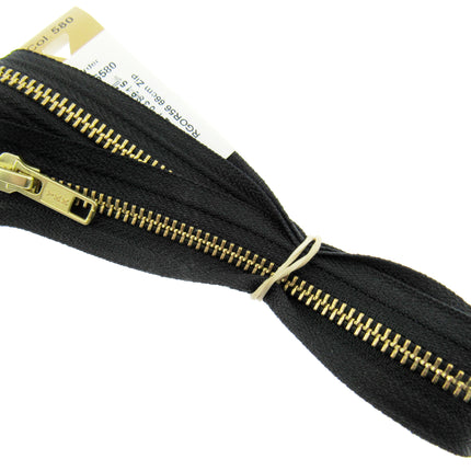 Brass Metal Open End Zipper by YKK #5 Zip Chain Choose From 6 Colours & 11 Sizes - ThreadandTrimmings