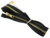 Brass Metal Open End Zipper by YKK #5 Zip Chain Choose From 6 Colours & 11 Sizes - ThreadandTrimmings