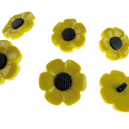 Round Flower Buttons Daisy Poppy Forget Me Not & Sunflower Buttons 18mm/21mm - ThreadandTrimmings