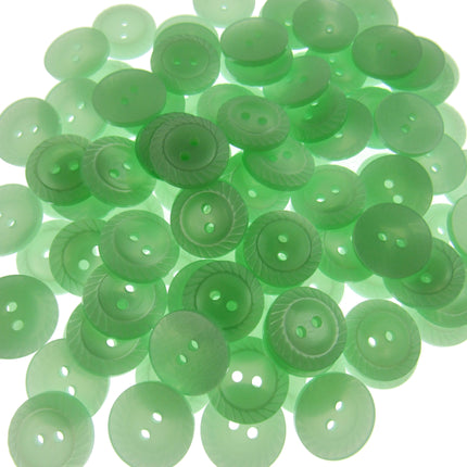Green buttons scattered on a white background