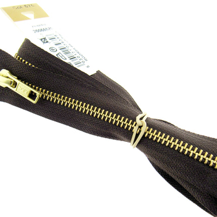 Brass Metal Open End Zipper by YKK #5 Zip Chain Choose From 6 Colours & 11 Sizes - ThreadandTrimmings