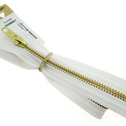 Brass Metal Open End Zipper by YKK #5 Zip Chain Choose From 6 Colours & 11 Sizes - ThreadandTrimmings