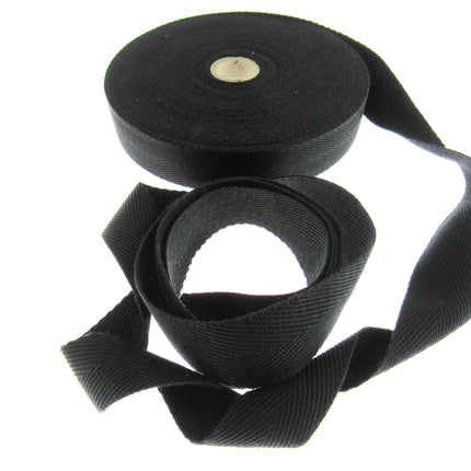 Soft Cotton Rich Webbing With Herringbone Weave -25mm Apron Tape For Bag Making - ThreadandTrimmings