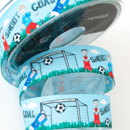Football Fan Ribbon by Berisfords - 25mm Wide - 3 Meter Lengths - Shoot - Goal