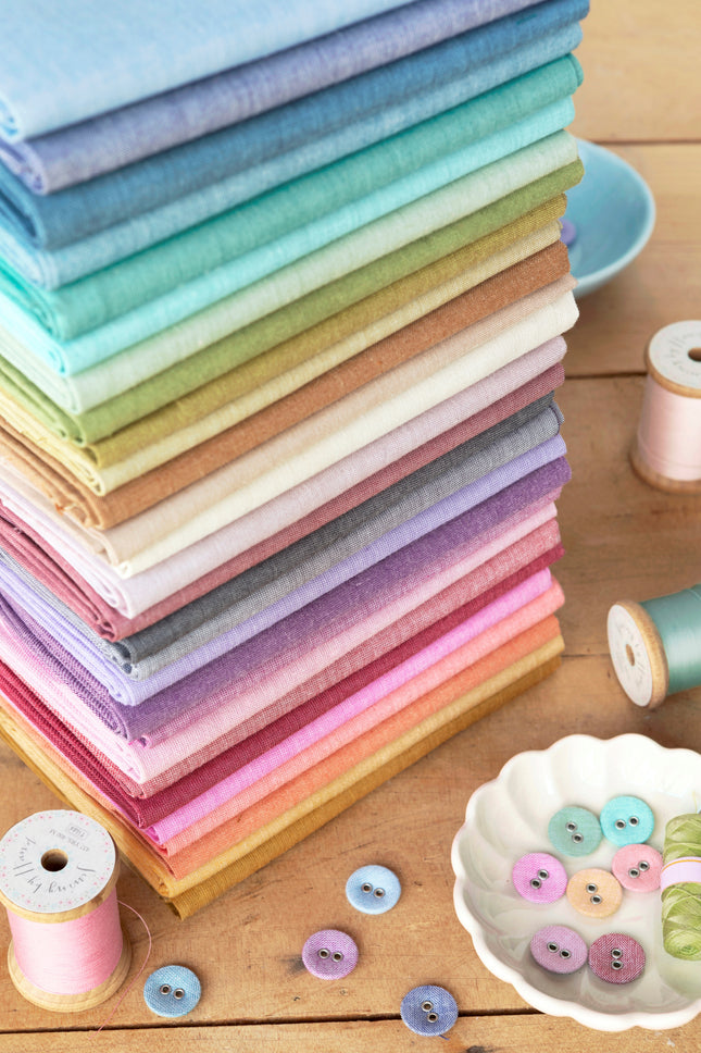 Tilda Chambray Cotton Fat Eighths Bundle of 28 Premium Quilting Fabric Pieces