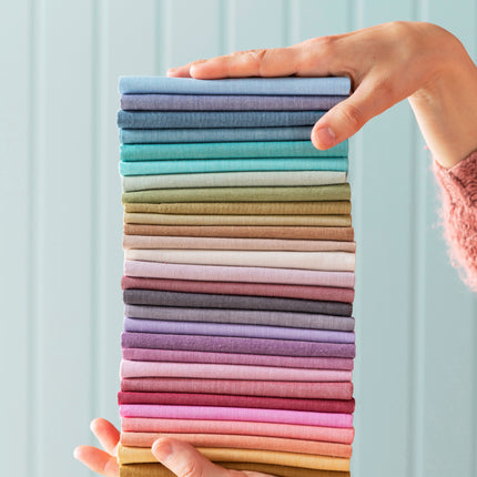 Tilda Chambray Cotton Fat Eighths Bundle of 28 Premium Quilting Fabric Pieces