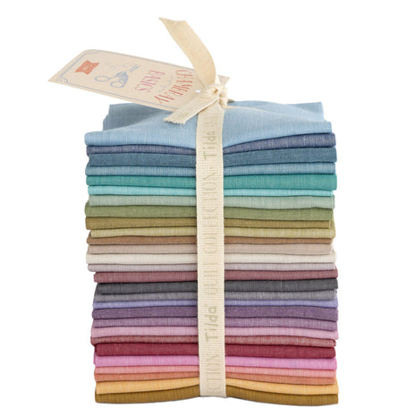 Tilda Chambray Cotton Fat Eighths Bundle of 28 Premium Quilting Fabric Pieces - ThreadandTrimmings