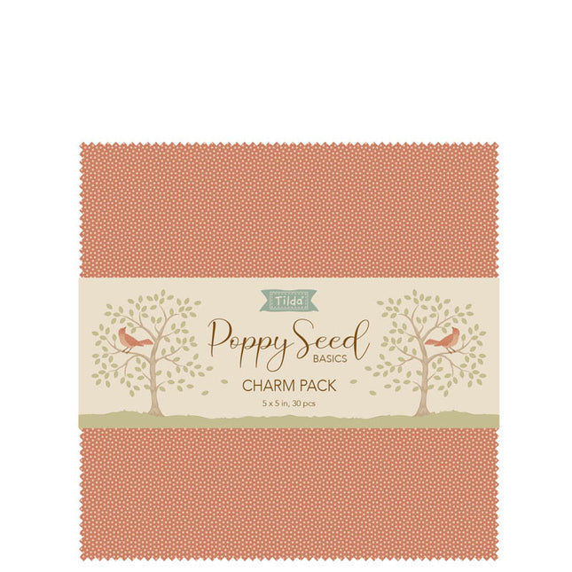 Tilda Poppy Seed Charm Pack 30 Pre Cut 5in Cotton Fabric Squares Patchwork