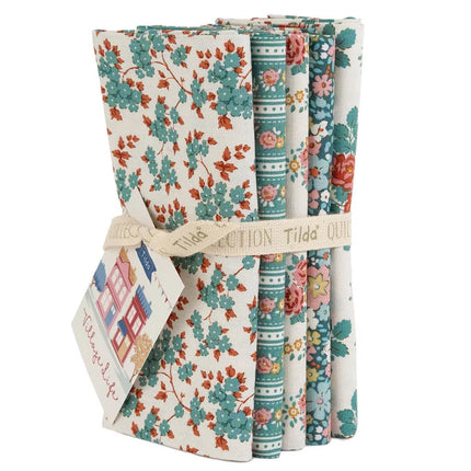 Tilda Village Life Fat Quarter Bundle 5 Piece Cotton Quilting Fabric 50cm x 50cm