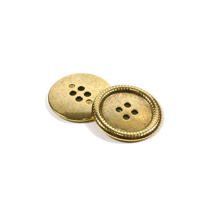 Designer Metal Buttons with 4 Holes 4 Colours 3 Sizes Ring Edge Premium Quality - ThreadandTrimmings