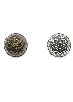 Round Domed Crested Metal Buttons in Colour Antique Silver Bronze - 3 x Buttons - ThreadandTrimmings