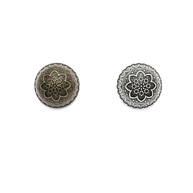 Round Domed Crested Metal Buttons in Colour Antique Silver Bronze - 3 x Buttons - ThreadandTrimmings