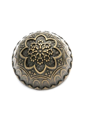 Round Domed Crested Metal Buttons in Colour Antique Silver Bronze - 3 x Buttons - ThreadandTrimmings