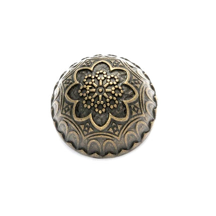 Round Domed Crested Metal Buttons in Colour Antique Silver Bronze - 3 x Buttons - ThreadandTrimmings
