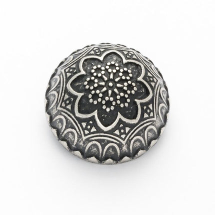 Round Domed Crested Metal Buttons in Colour Antique Silver Bronze - 3 x Buttons - ThreadandTrimmings