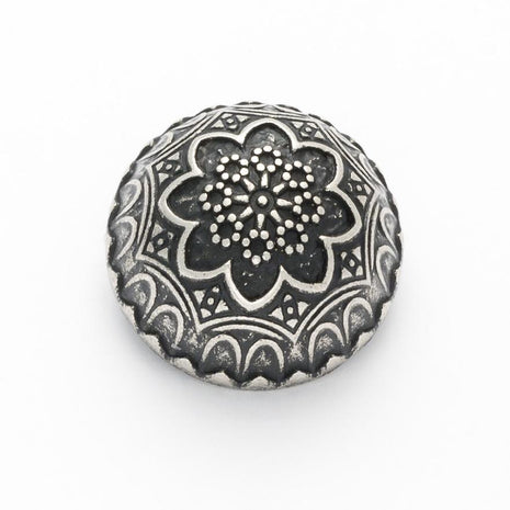 Round Domed Crested Metal Buttons in Colour Antique Silver Bronze - 3 x Buttons - ThreadandTrimmings