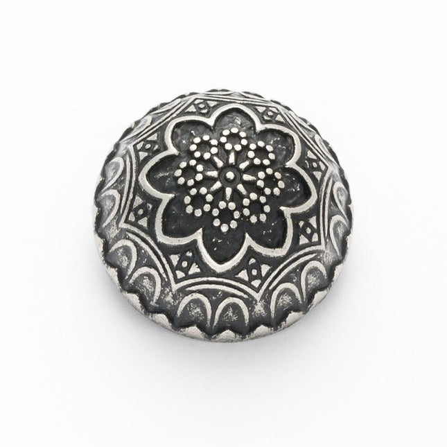 Round Domed Crested Metal Buttons in Colour Antique Silver Bronze - 3 x Buttons - ThreadandTrimmings