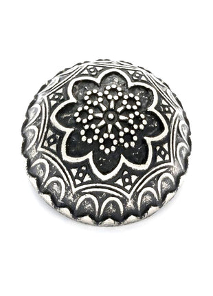 Round Domed Crested Metal Buttons in Colour Antique Silver Bronze - 3 x Buttons - ThreadandTrimmings