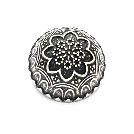 Round Domed Crested Metal Buttons in Colour Antique Silver Bronze - 3 x Buttons - ThreadandTrimmings