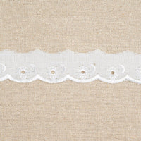 White Polycotton Broderie Anglaise Lace Trim 25mm Scalloped Edge 3m Flower