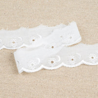 White Polycotton Broderie Anglaise Lace Trim 25mm Scalloped Edge 3m Flower
