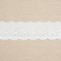 White Polycotton Broderie Anglaise Lace Trim 50mm Scalloped Edge 3m Flower
