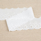 White Polycotton Broderie Anglaise Lace Trim 50mm Scalloped Edge 3m Flower
