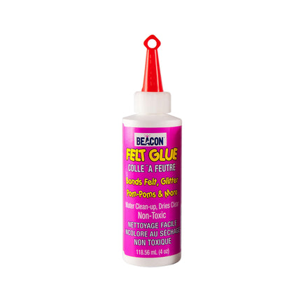 Beacon Adhesives Felt Glue 118ml bottle with red nozzle and pink label — Thread and Trimming