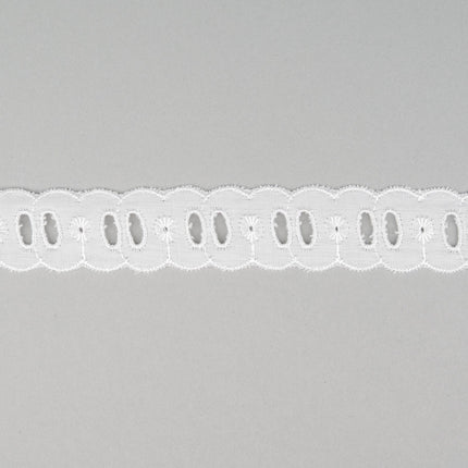 White Insertion Broderie Anglaise Slotted Lace 3m Length 25mm Wide TC8688 - ThreadandTrimmings