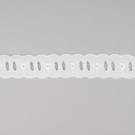 White Insertion Broderie Anglaise Slotted Lace 3m Length 25mm Wide TC8688 - ThreadandTrimmings