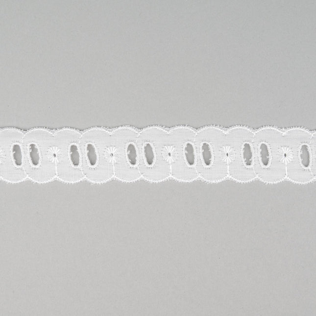 White Insertion Broderie Anglaise Slotted Lace 3m Length 25mm Wide TC8688 - ThreadandTrimmings