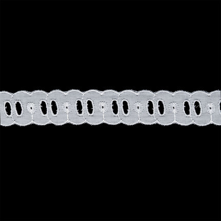 White Insertion Broderie Anglaise Slotted Lace 3m Length 25mm Wide TC8688 - ThreadandTrimmings