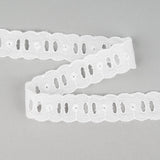 White Insertion Broderie Anglaise Slotted Lace 3m Length 25mm Wide TC8688