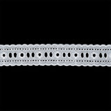 White Broderie Anglaise Insertion Lace Slots 32mm Wide 3 Meter Length TC8096