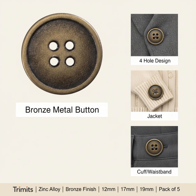 Bronze metal button product infographic