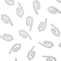 White plastic curtain hooks on a white background