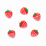 Red Strawberry Shaped Baby Button with Shank and Hand Painted Detail 15mm CN6