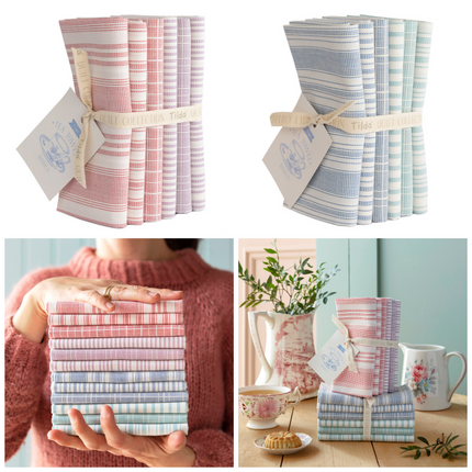 Tilda Woven Tea Towel Fat Quarters Bundle of 6 Premium Cotton Fabric Pieces