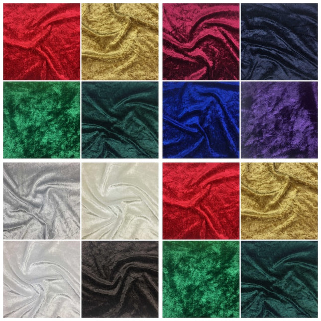 Crushed Velour Velvet Fabric 152cm Wide Polyester One Way Stretch Dressmaking 1m